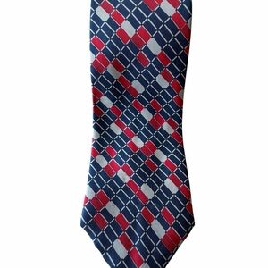 Lanvin Red and Blue Geometric Tie